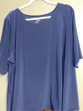 Attitudes by Renee Slate Blue Short Sleeve Tunic Top